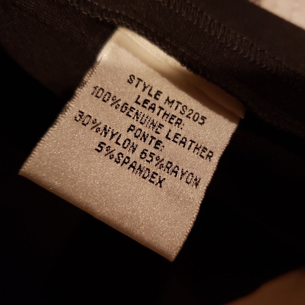 MY TRIBE New SKIRT Genuine Leather Strip Panel Pencil Black White Women's L - Picture 5 of 13